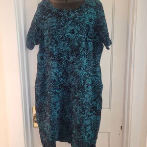 Teal and black textured Land's End dress 22w